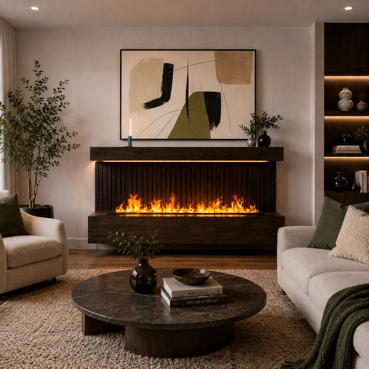 36" Luxury Smart Electric Water Vapor Fireplace