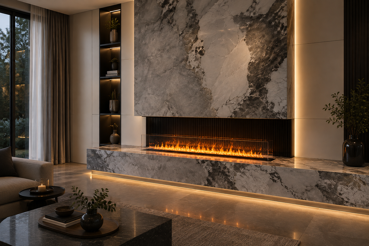98" Luxury Smart Electric Water Vapor Fireplace